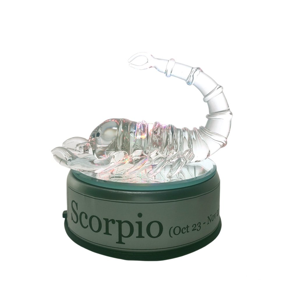 English Zodiac Sign Glass Figurine in Rotating Base - Image 6