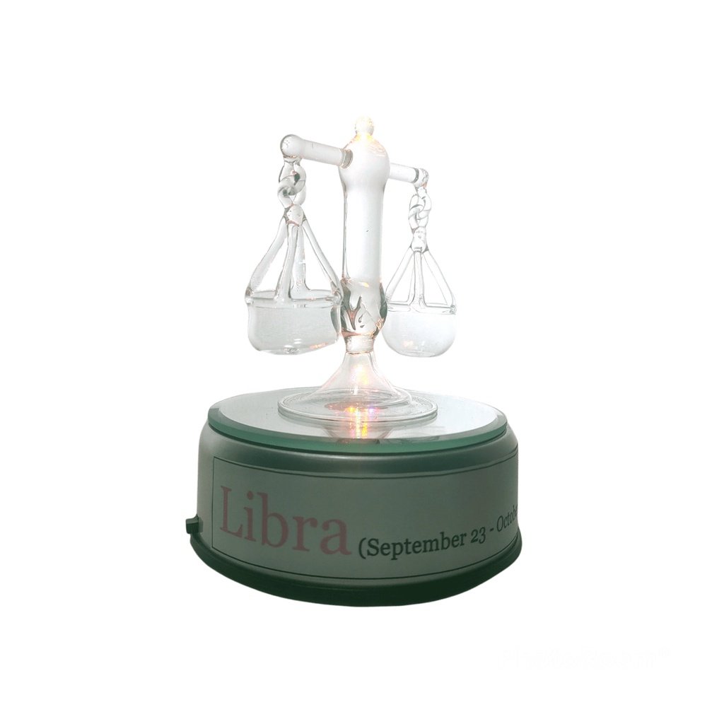 English Zodiac Sign Glass Figurine in Rotating Base - Image 7