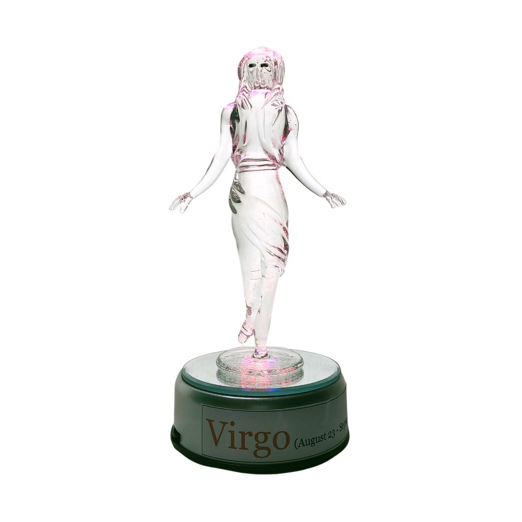 English Zodiac Sign Glass Figurine in Rotating Base - Image 8