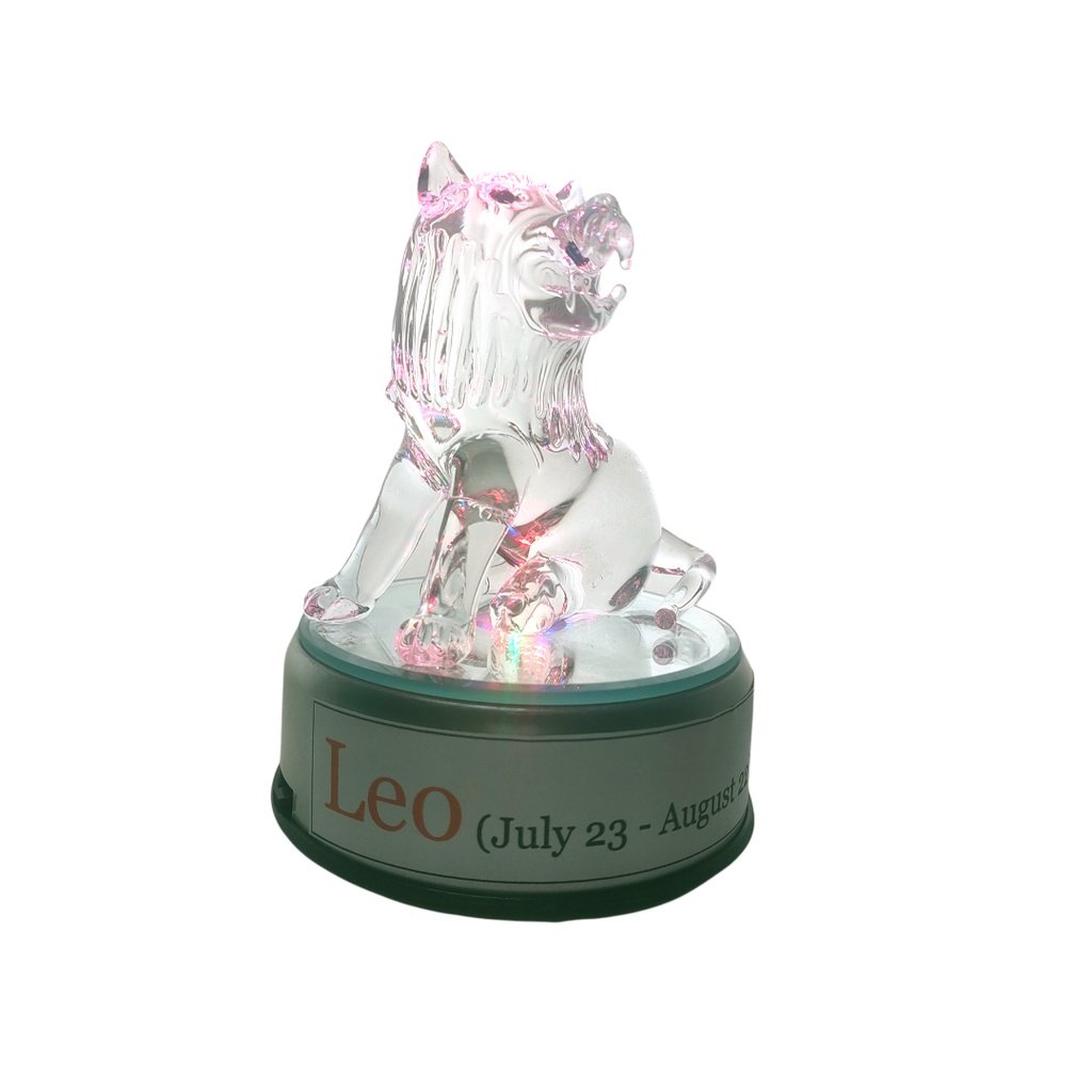 English Zodiac Sign Glass Figurine in Rotating Base - Image 9