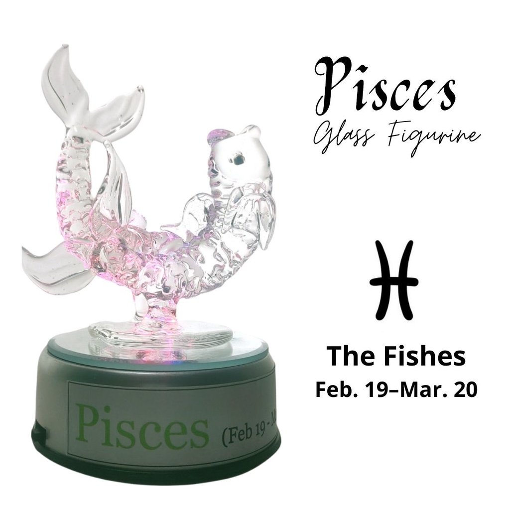 Pisces Fish Zodiac Sign Glass Figurine Horoscope Collection