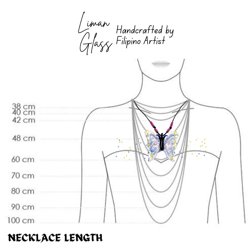 Liman Glass Butterfly Pendant in Wax Cord Necklace for Women with Box - Image 3