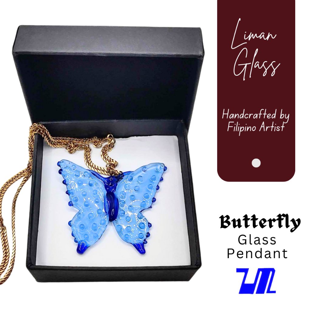 Glass Butterfly Pendant in 18k Gold Necklace for Women with Box - Image 4