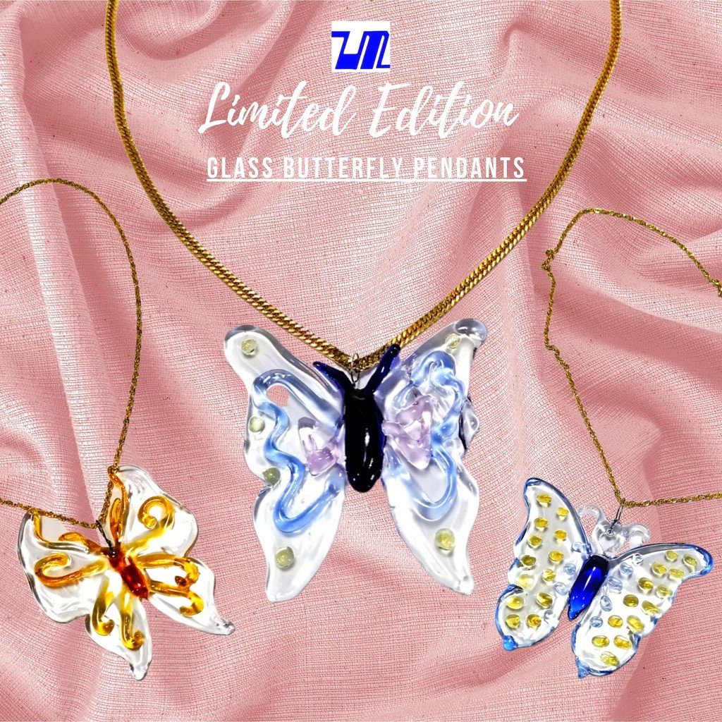 Glass Butterfly Pendant in 18k Gold Necklace for Women with Box - Image 7