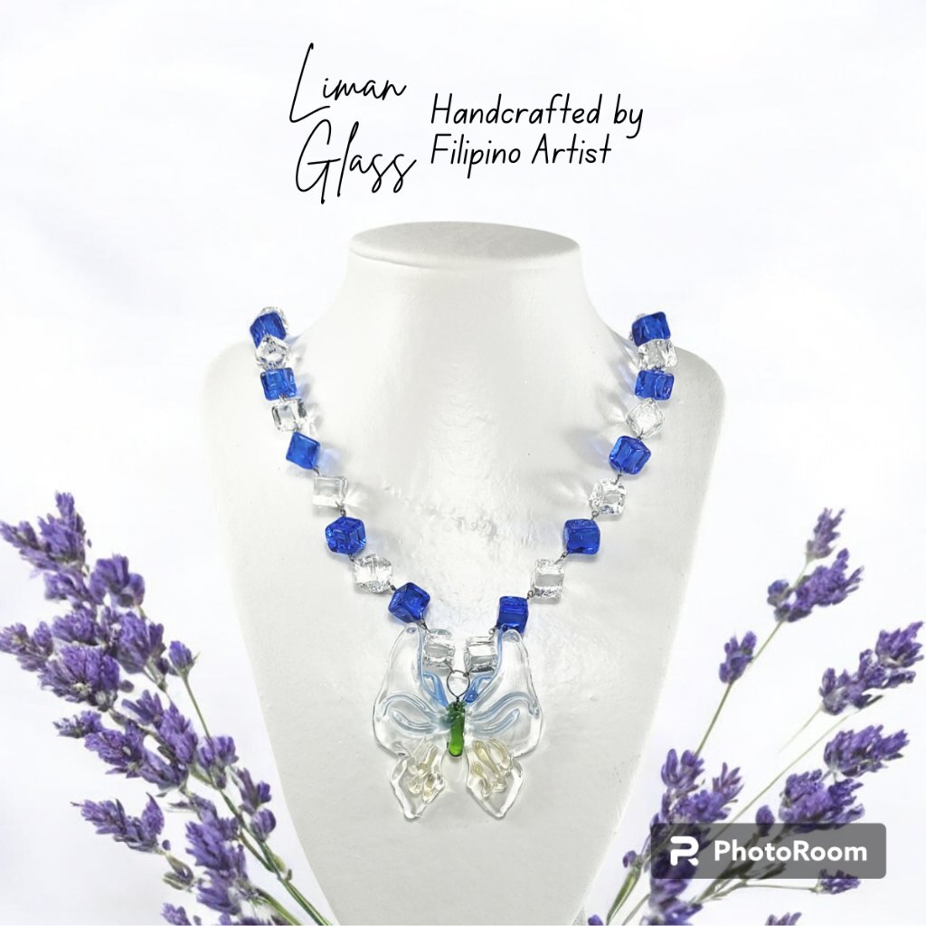 Glass Butterfly Pendant in Dice Necklace with Bracelet Butterfly Jewelry Set 18 Designs - Image 5