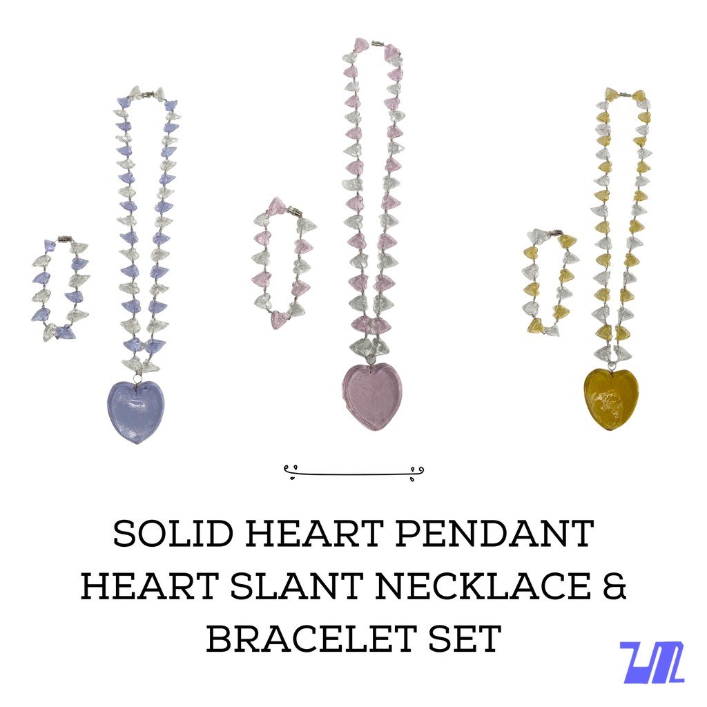 Liman Glass Heart Pendant Necklace and Bracelet Set for Women - Image 2