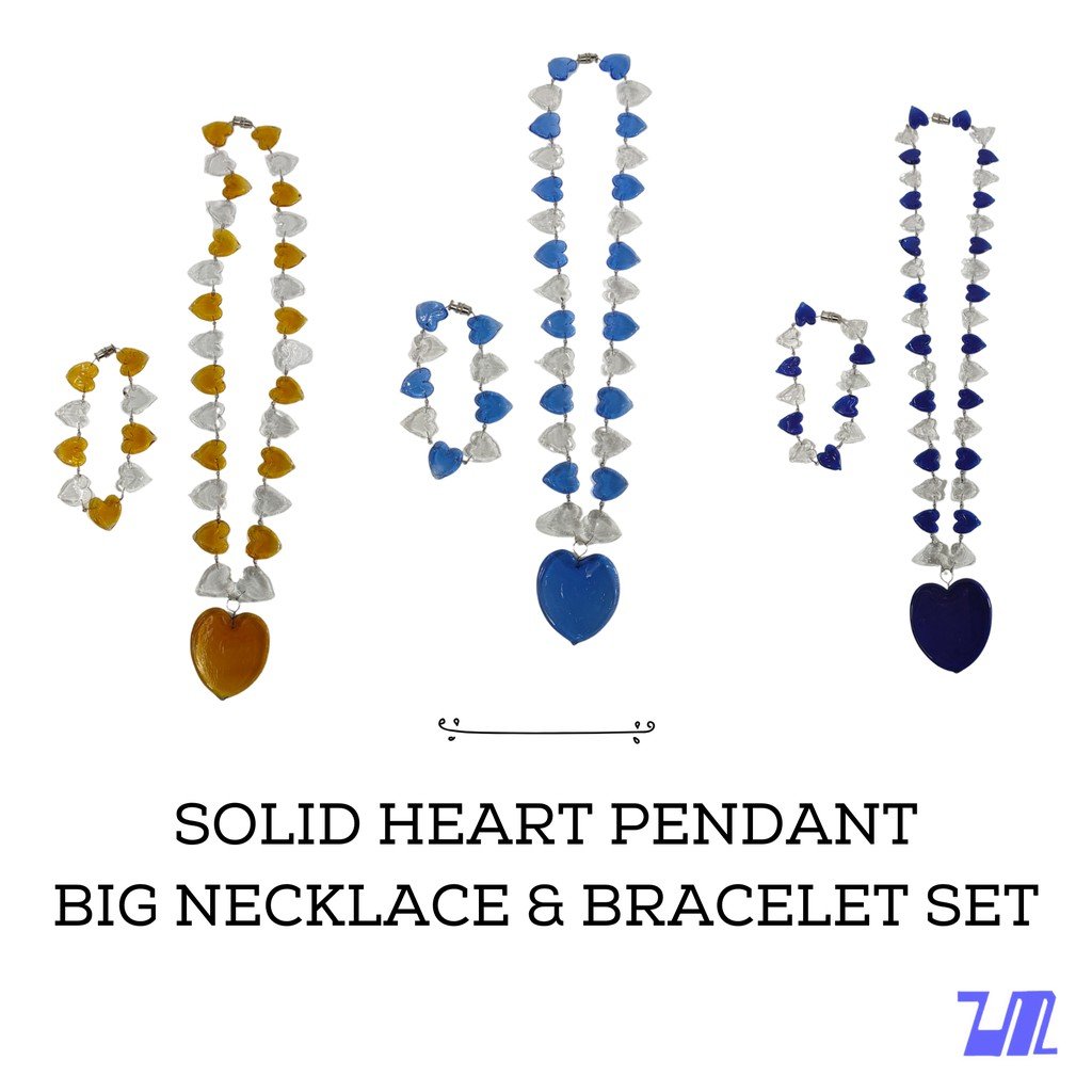 Liman Glass Solid Heart Pendant, Dice Necklace Bracelet Set - Image 2