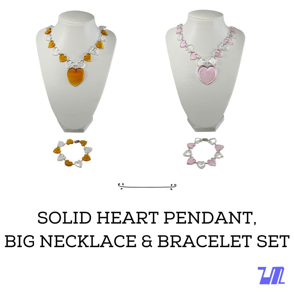 Liman Glass Solid Heart Pendant, Dice Necklace Bracelet Set - Image 3