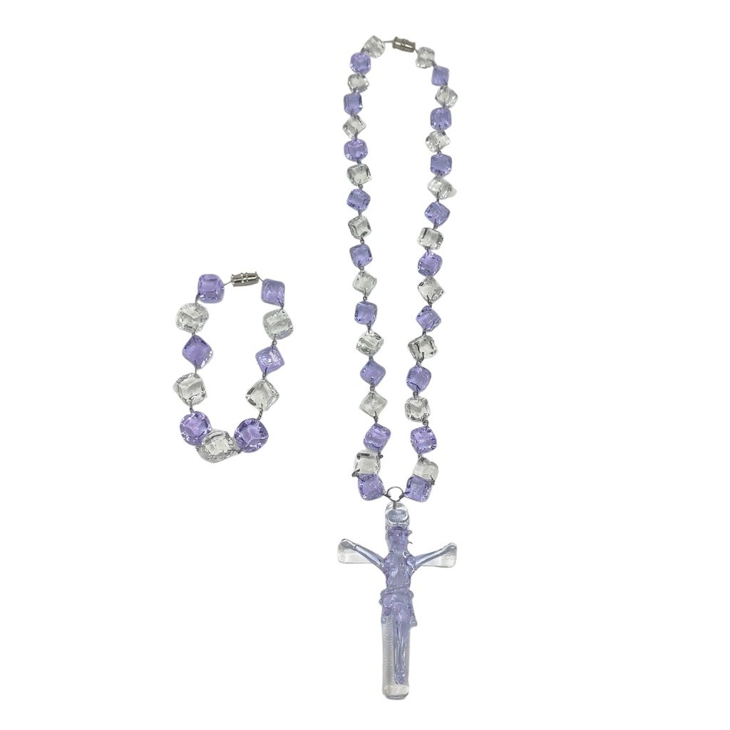 Liman Glass Crucifix Pendant, Dice Necklace Bracelet Set - Image 9
