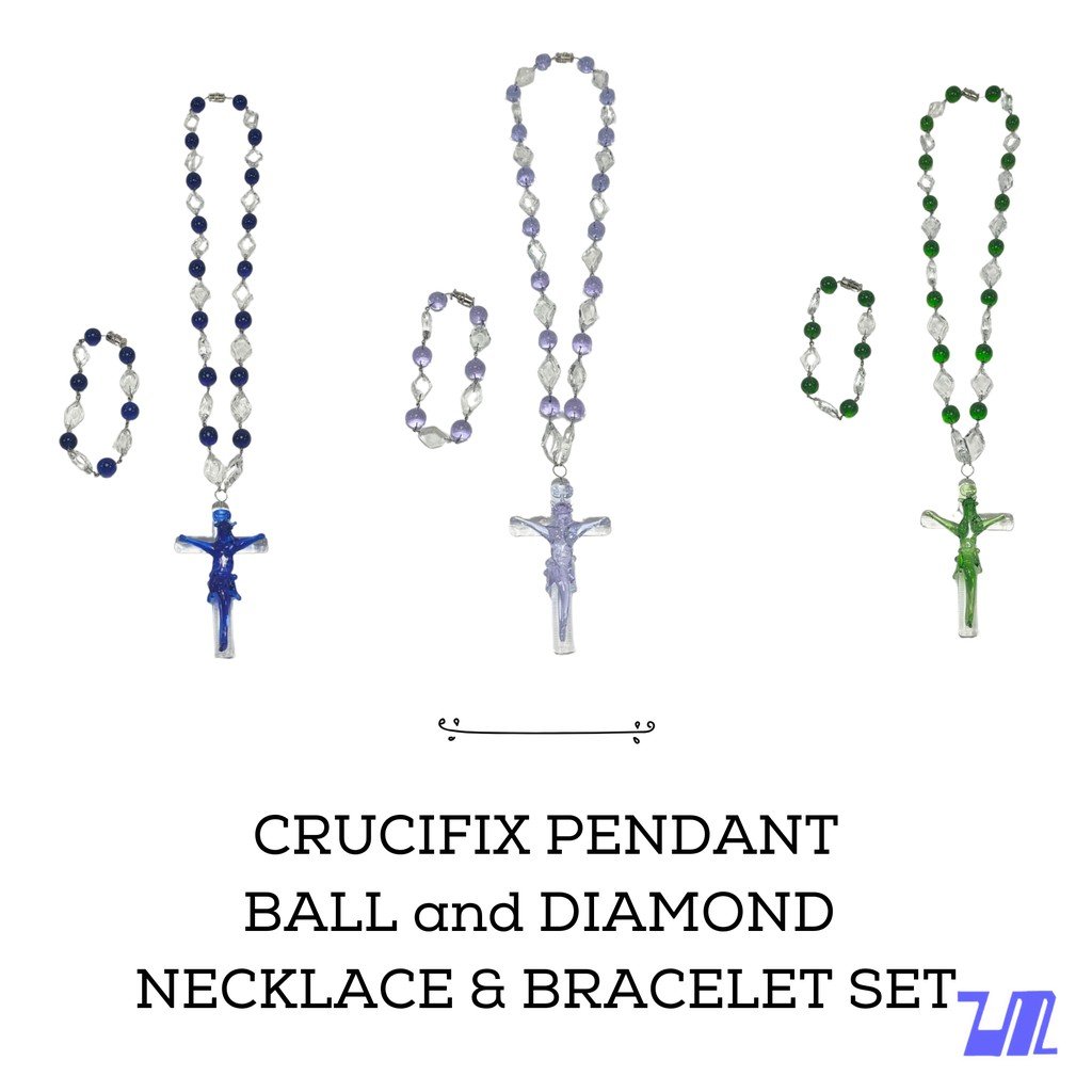 Liman Glass Crucifix Pendant, Alum Wire Accent Necklace - Image 2