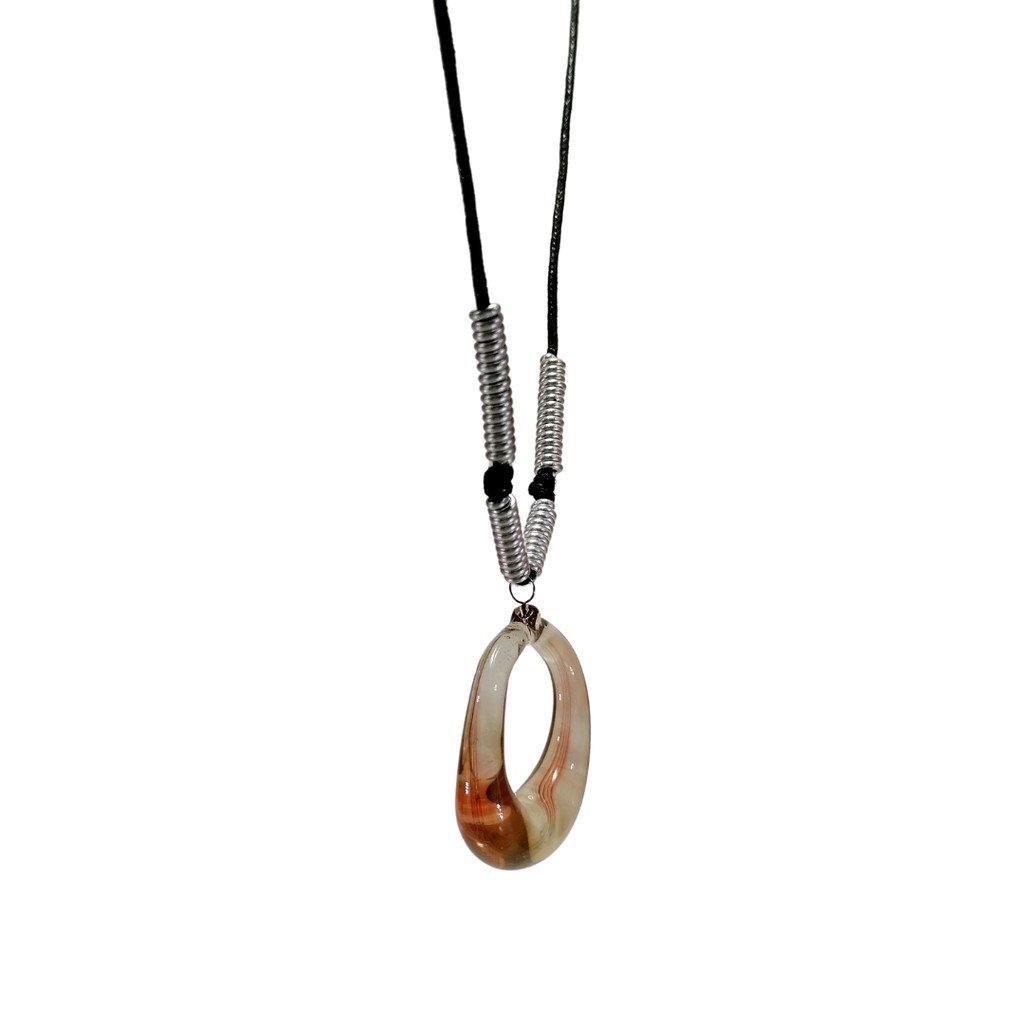 Liman Glass Ring Glass Pendant with Alum Wire Accent Necklace - Image 2