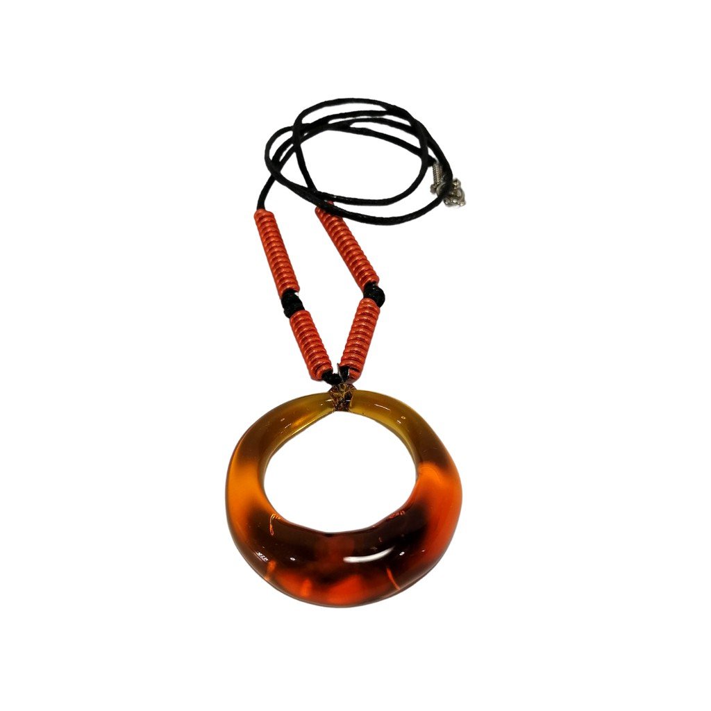 Liman Glass Ring Glass Pendant with Alum Wire Accent Necklace - Image 4