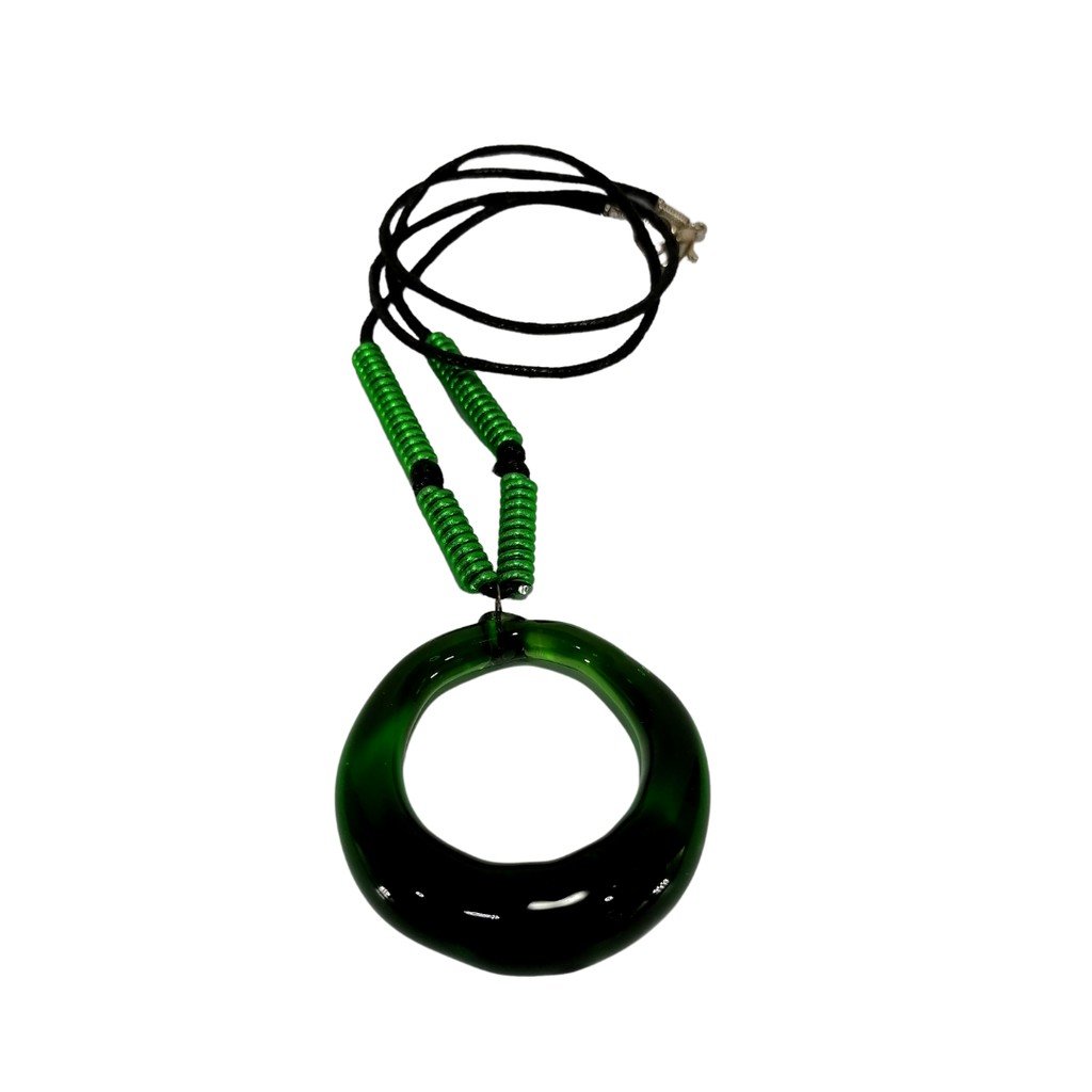 Liman Glass Ring Glass Pendant with Alum Wire Accent Necklace - Image 6