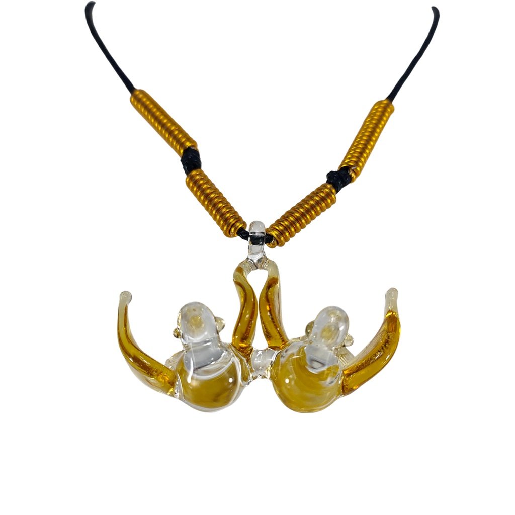 Lovebird Glass Pendant Couple Necklace - Image 2