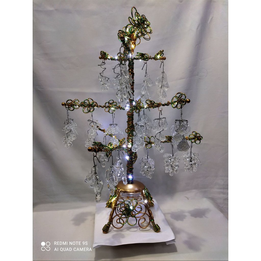Glass Fruit Hanging Ornaments in Wire Tree Tabletop Home Decor - Image 2