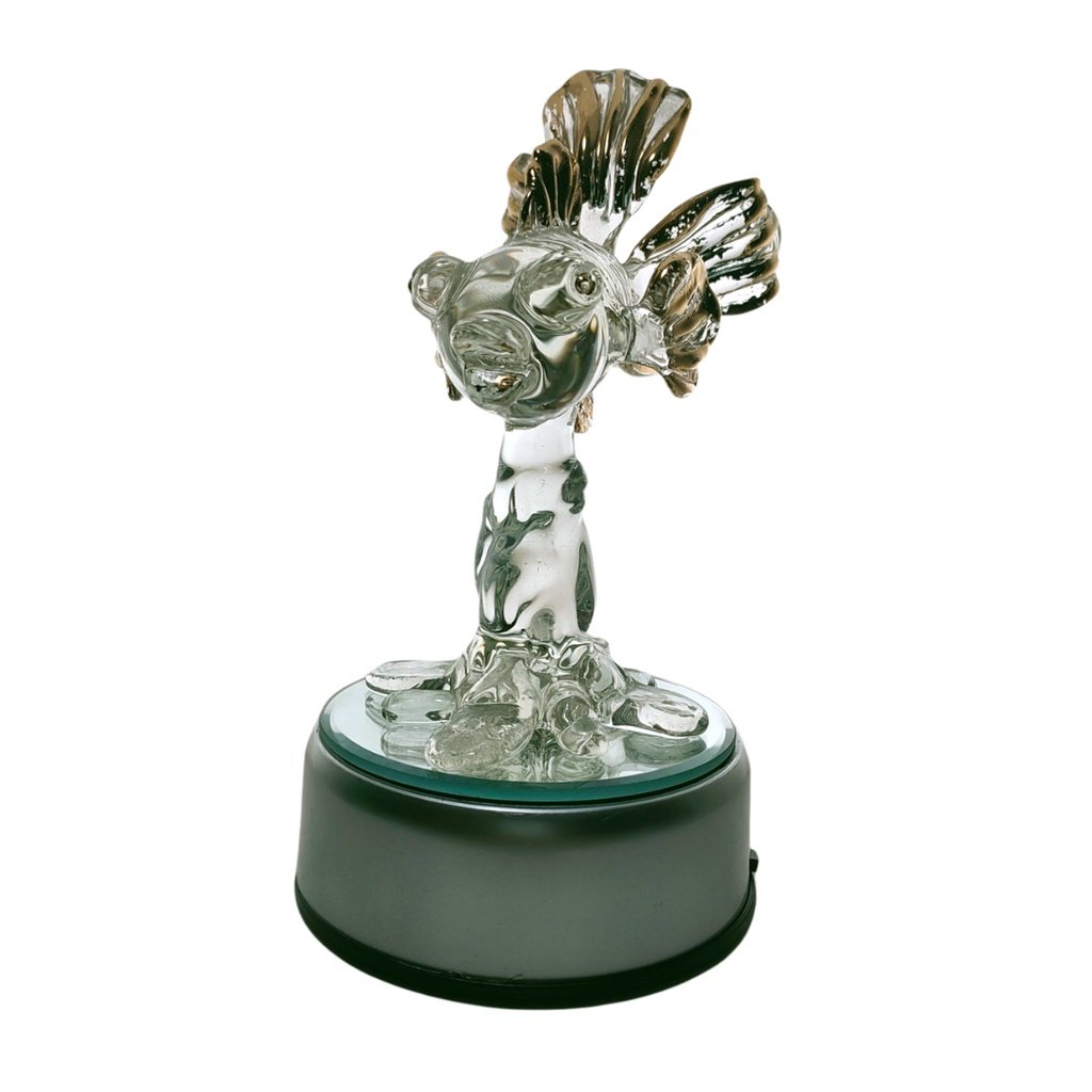 Goldfish Glass Figurine in Rotating Base