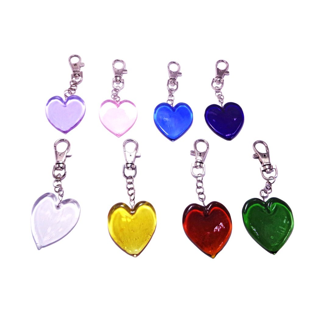 Glass Heart-shaped Pendant Key Chain Holder for Ladies Bag Charm, Wallet, Phone - Image 2