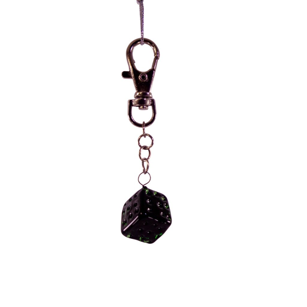 Dice Glass Pendant Key Chain Holder for Ladies Bag Charm, Wallet, Phone - Image 3