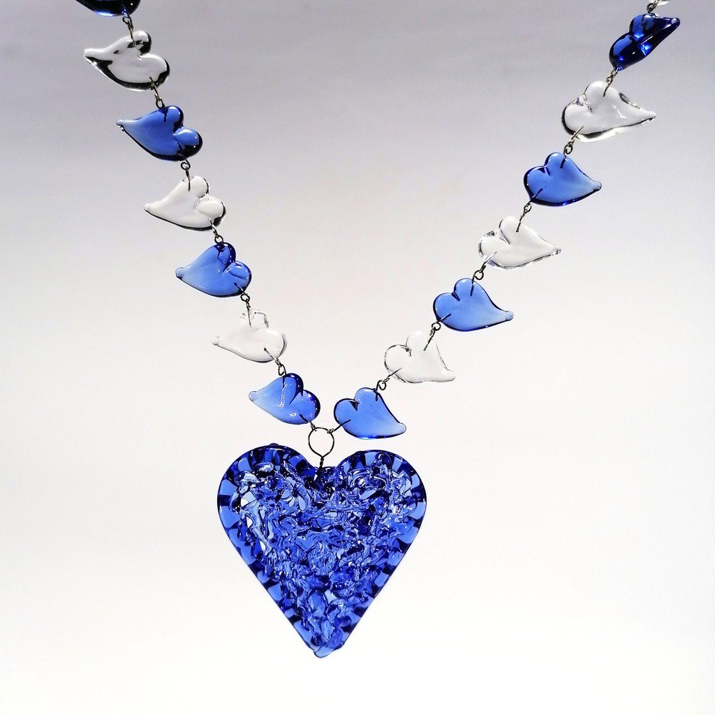 Liman Glass Crochet Heart Pendant Necklace and Bracelet Set for Women - Image 7