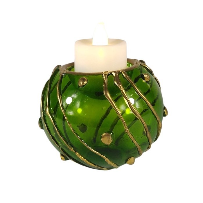6pc Set Handpainted Glass Tealight Candle Holder Home Decoration Green GTL 7101