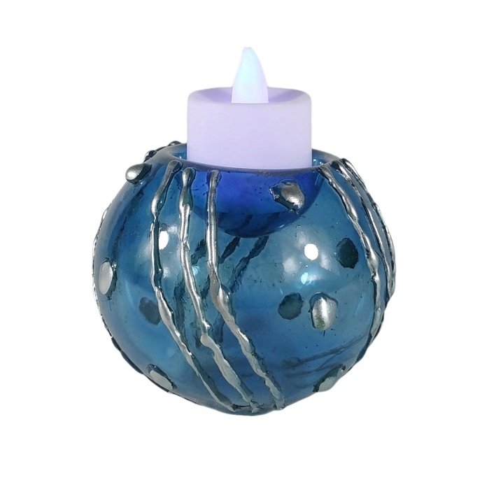 6pc Set Handpainted Glass Tealight Candle Holder Home Decoration Blue GTL 7102
