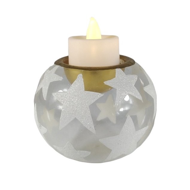 6pc Glass Tealight Candle Holder Home Decoration White Stars GTL 7103