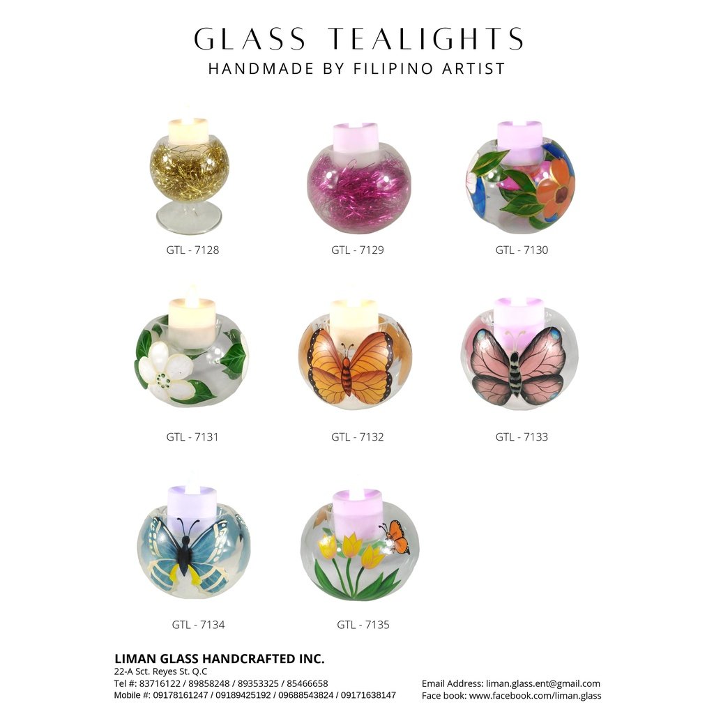6pc Glass Tealight Candle Holder with Gold Shreds GTL 7128 - Image 5