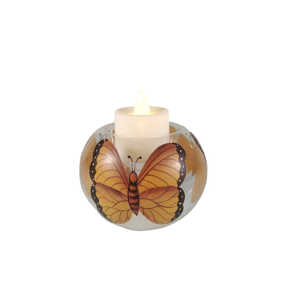 6pc Set Handpainted Glass Tealight Candle Holder Butterfly GTL 7132 - Image 2