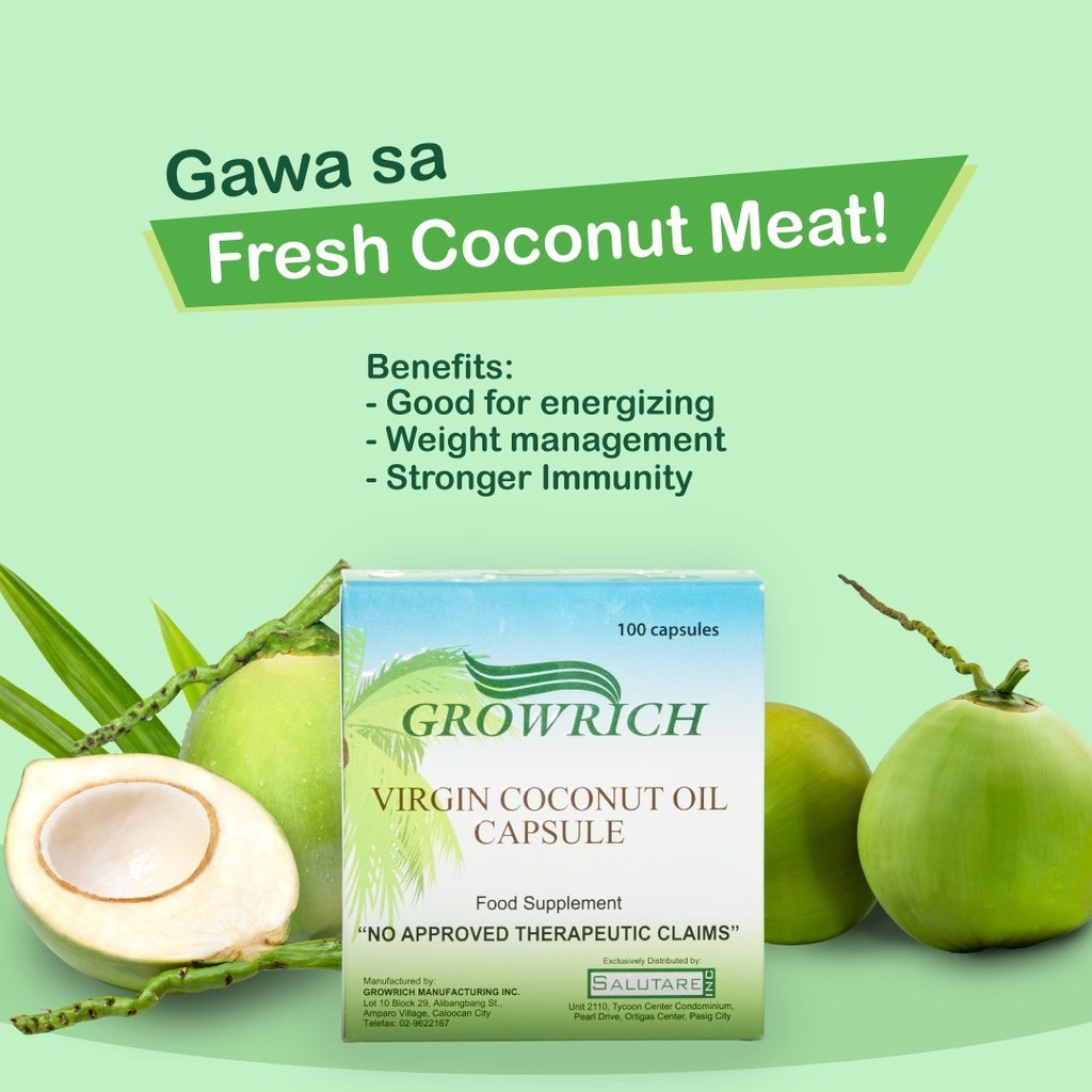 GROWRICH Vco Virgin Coconut Oil Capsule 500mg 50 & 100 Capsules - Image 2