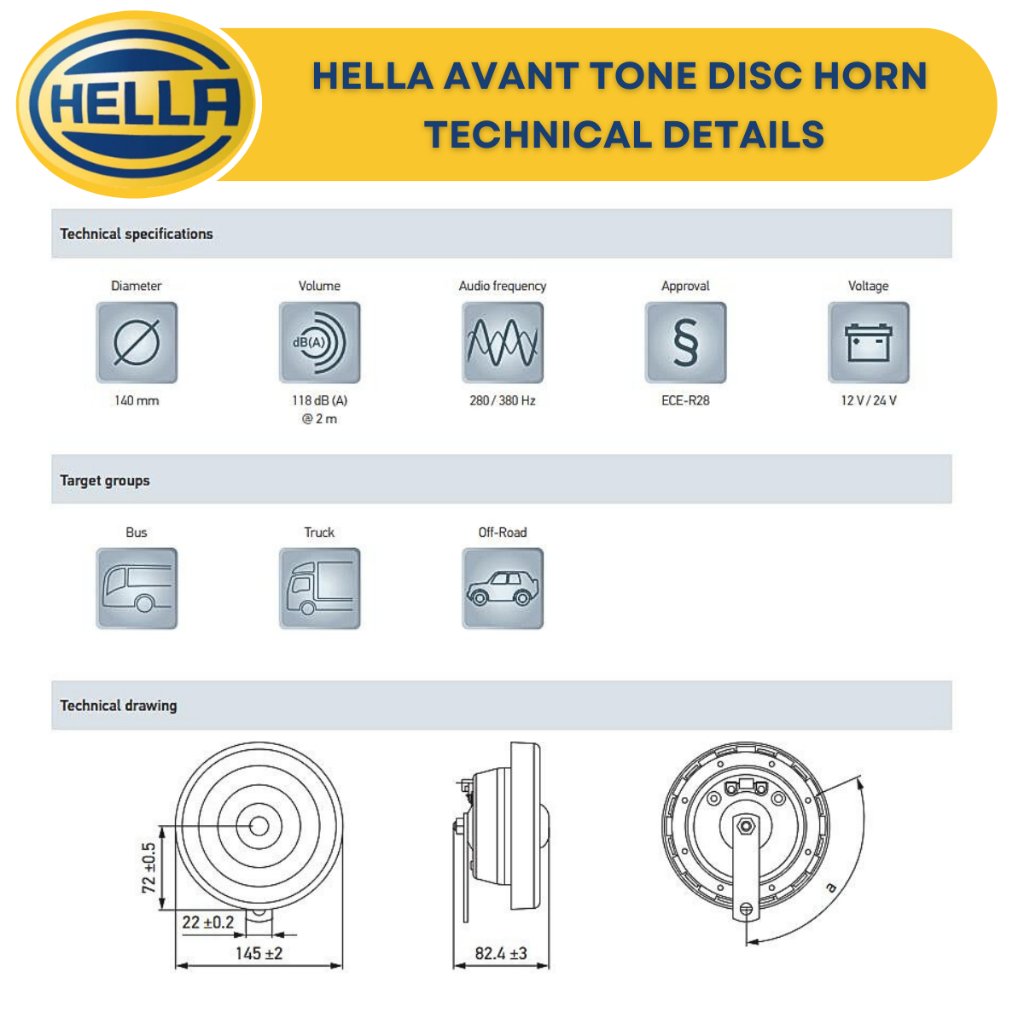 Hella Avant-Tone 12V Disc Horn Set Of 2 - 004 811 101 Silver - Image 3