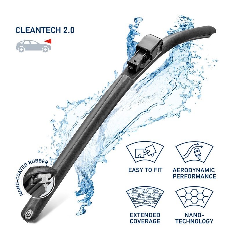 Hella Wiper Blade (Banana Type) CLEANTECH 2.0 (14, 15, 16, 17, 18, 19, 21, 24, 28) - Image 2