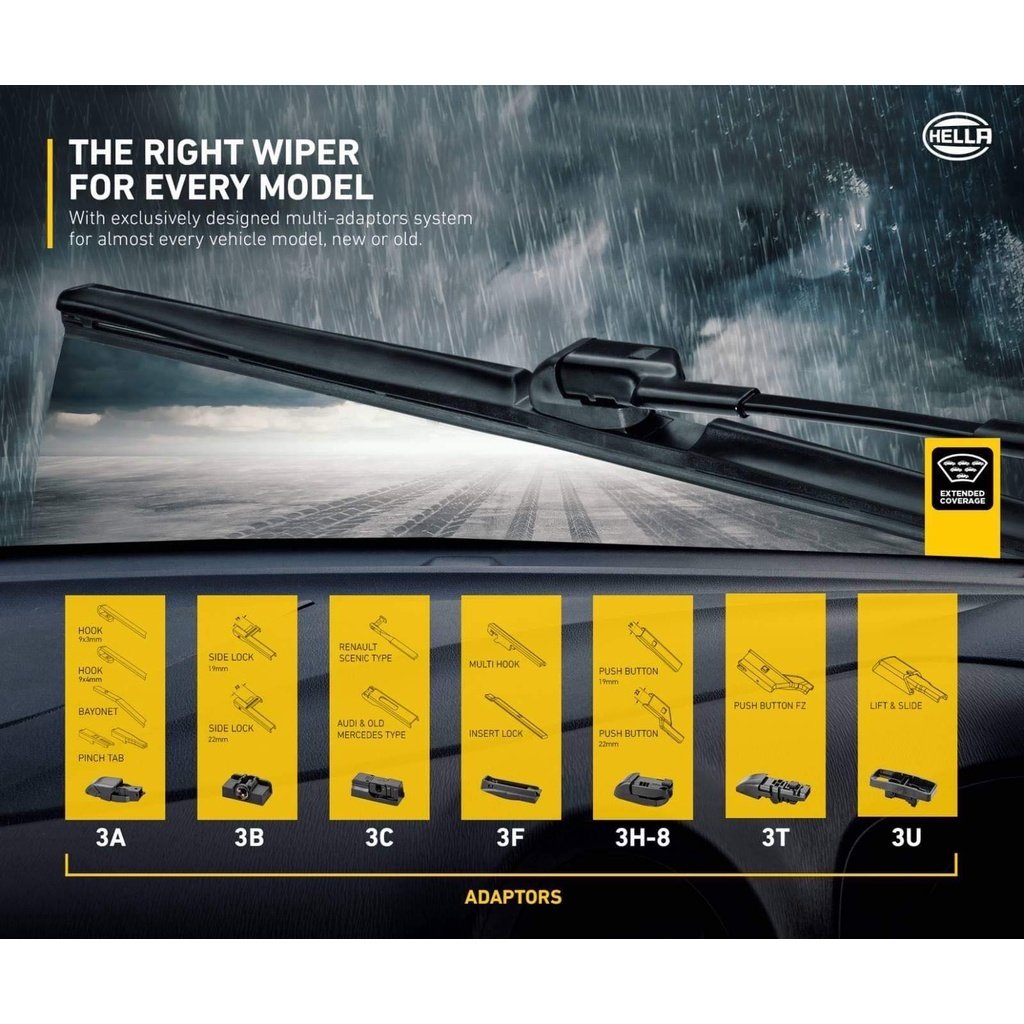 Hella Wiper Blade (Banana Type) CLEANTECH 2.0 (14, 15, 16, 17, 18, 19, 21, 24, 28) - Image 7