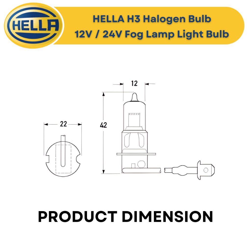 Hella H3 Halogen Bulb 12V & 24V (55W 70W 100W) Fog Lamp Light Bulb - Image 3