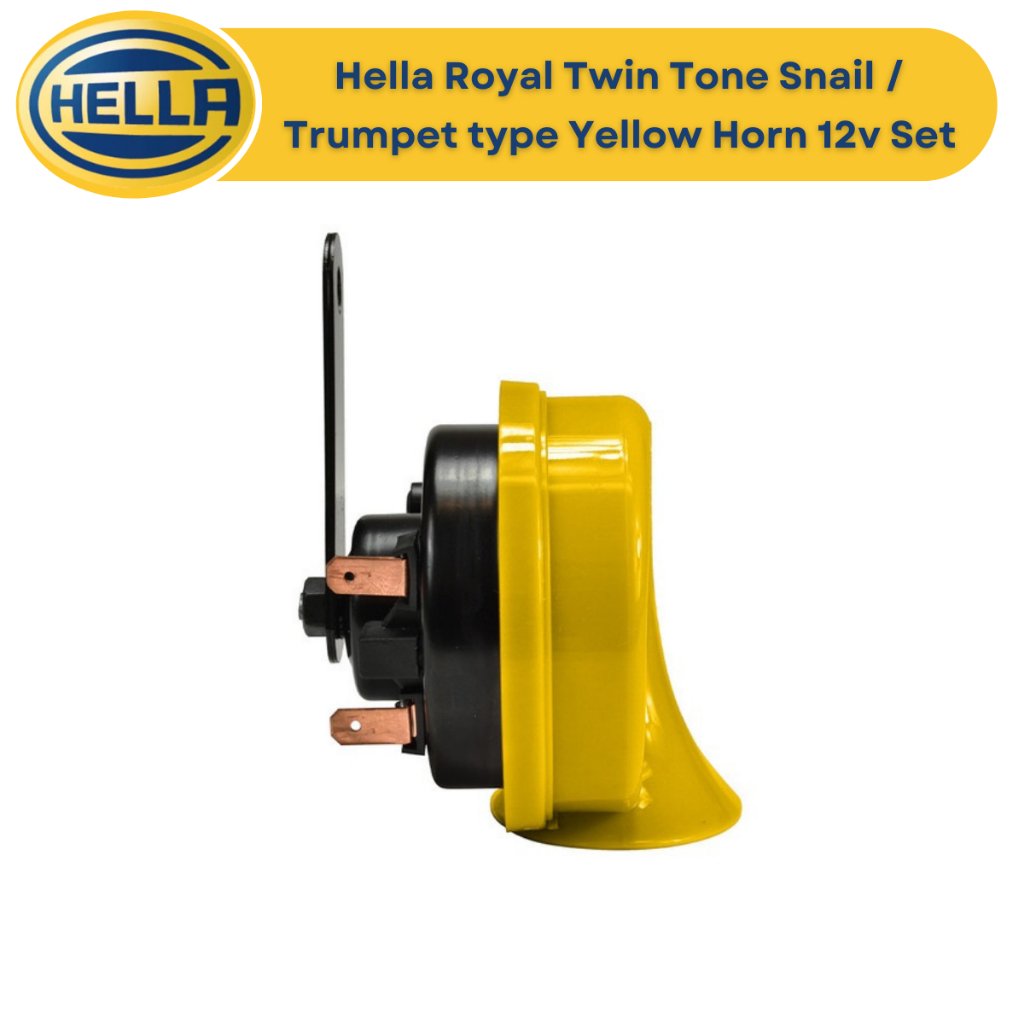 Hella Royal Twin Tone Snail / Trumpet type Yellow Horn Set - Car and Motorcycle Horn 12v - Image 4