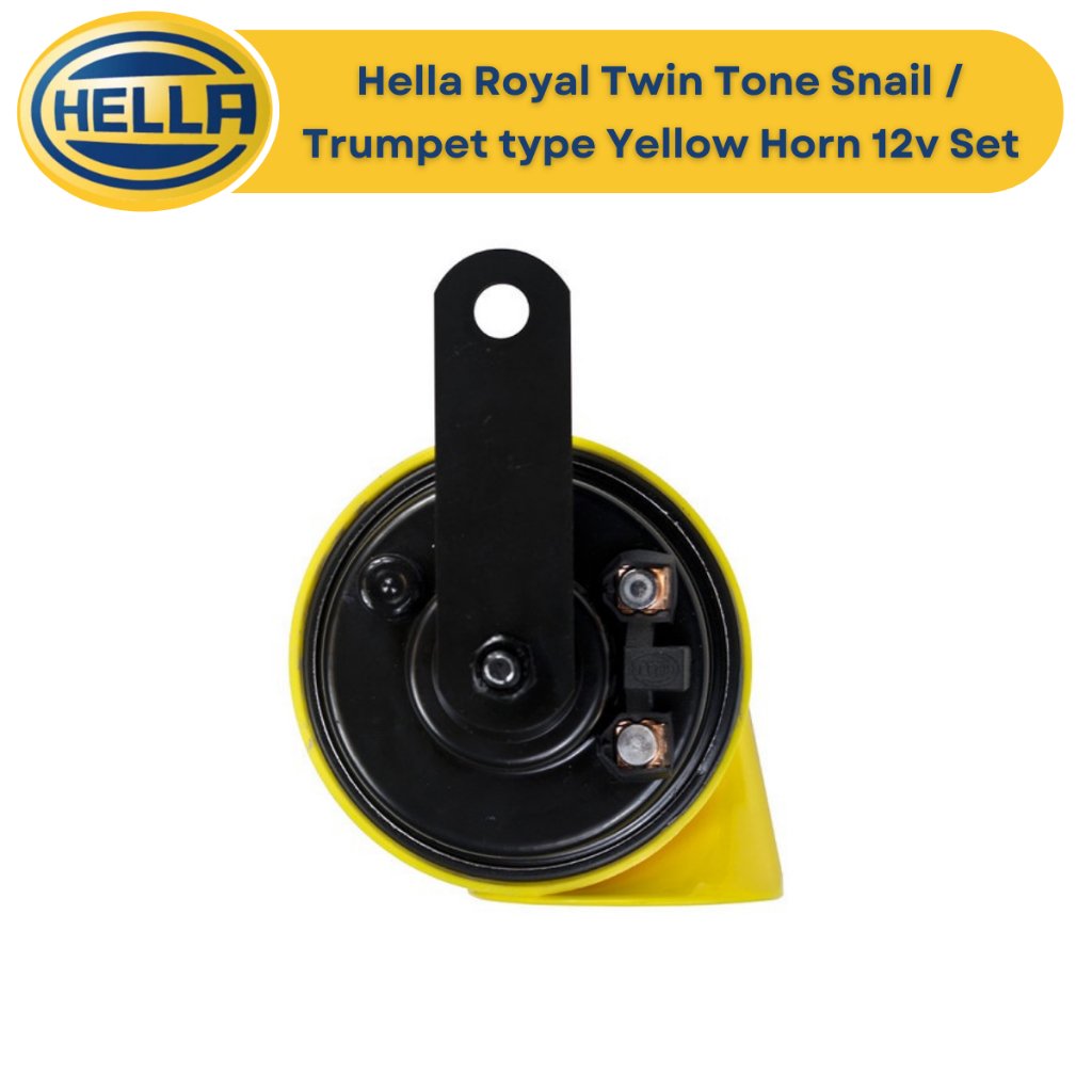 Hella Royal Twin Tone Snail / Trumpet type Yellow Horn Set - Car and Motorcycle Horn 12v - Image 5