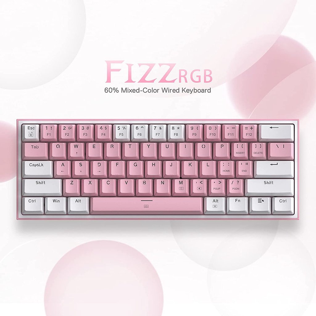 Redragon Fizz K617 RGB 61 Keys 60% Wired Mechanical Gaming Keyboard Outemu Red Switch (Pink/White) - Image 4