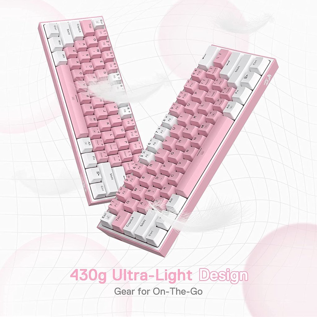 Redragon Fizz K617 RGB 61 Keys 60% Wired Mechanical Gaming Keyboard Outemu Red Switch (Pink/White) - Image 5