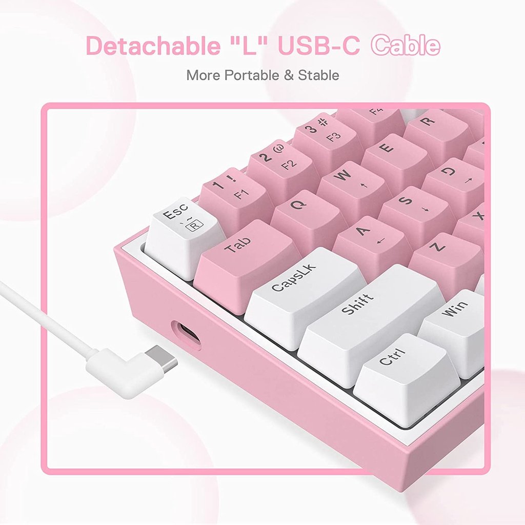 Redragon Fizz K617 RGB 61 Keys 60% Wired Mechanical Gaming Keyboard Outemu Red Switch (Pink/White) - Image 7