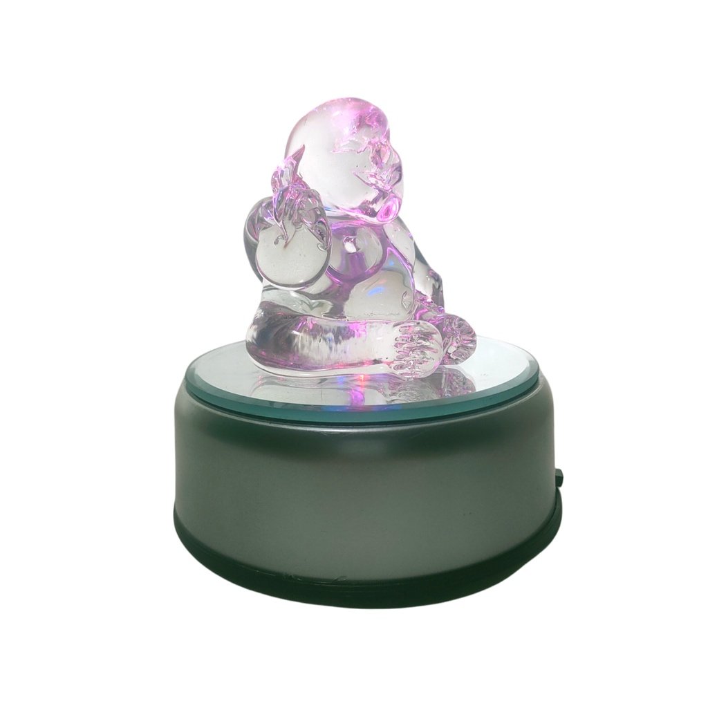 Glass Laughing Buddha Figurine Small with Rotating Base