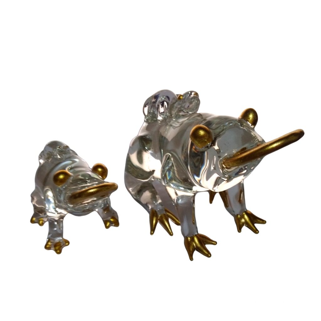 Liman Glass Money Frog Feng Shui Lucky Charm for Business with Rotating Base - Image 2