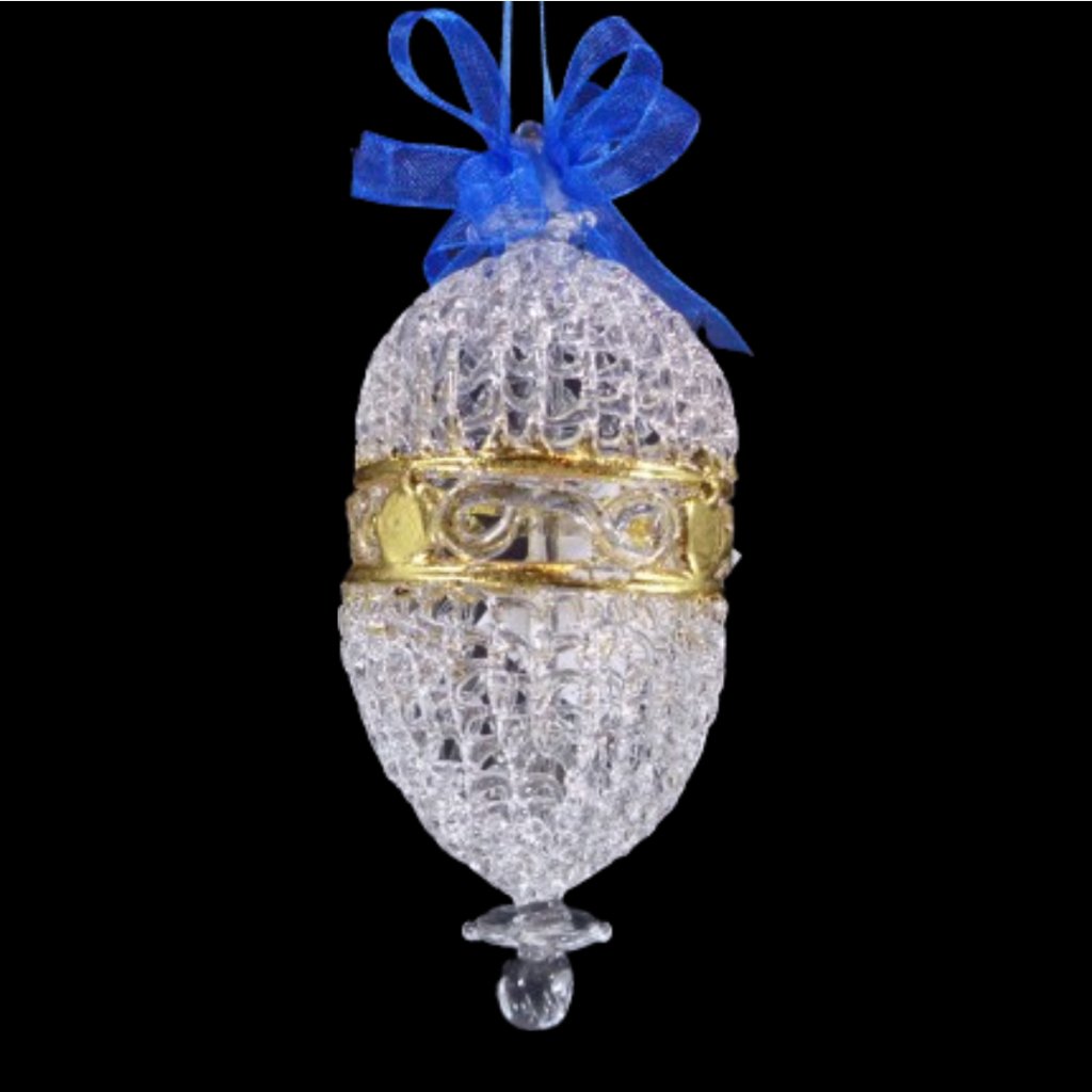 Crochet Glass Christmas Ornaments with Gold Leafing and Organza Ribbon for Xmas Tree Hanging Decor - Image 5