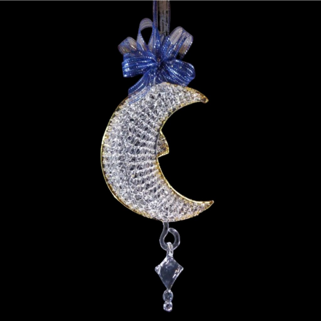 Christmas Ornaments Half Moon Crochet Glass with Gold Lining - Image 4