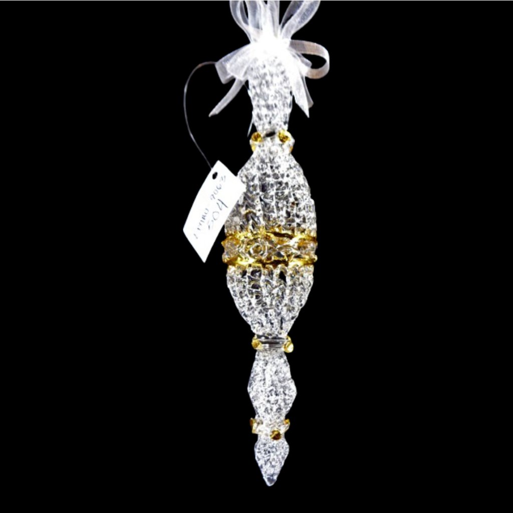 Crochet Glass Christmas Ornaments with Gold Leafing and Organza Ribbon for Xmas Tree Hanging Decor - Image 4