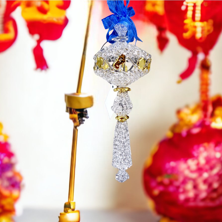 Crochet Glass Christmas Ornaments with Gold Leafing and Organza Ribbon for Xmas Tree Hanging Decor - Image 2