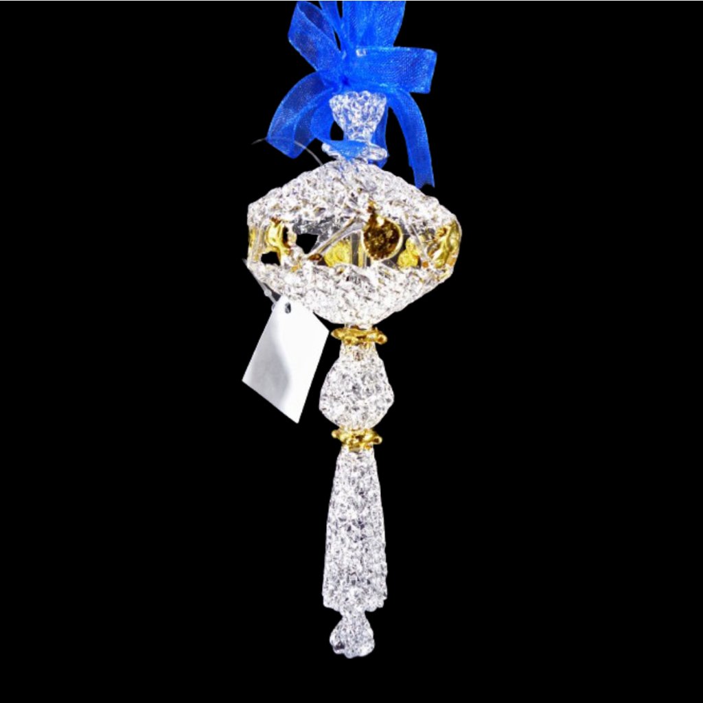 Crochet Glass Christmas Ornaments with Gold Leafing and Organza Ribbon for Xmas Tree Hanging Decor - Image 4