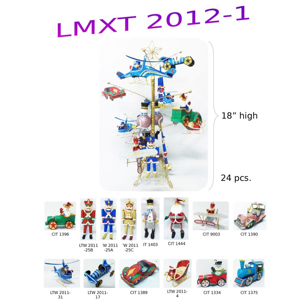 Tabletop Mini Christmas Tree with Santa Claus and Angels Tins and Wires - Image 2