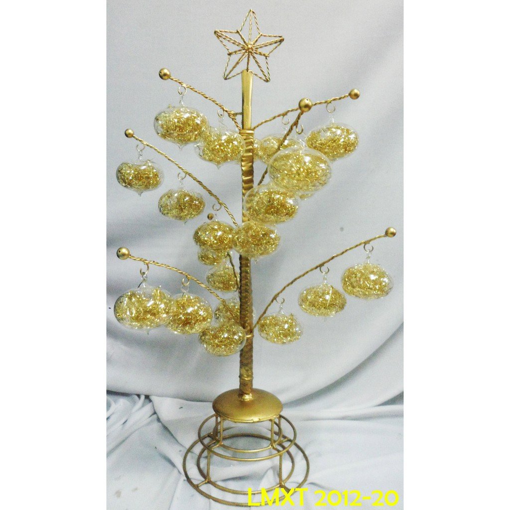 Tabletop Mini Christmas Tree w/ Glass Ornaments trumpo (mini) w/ shred gold