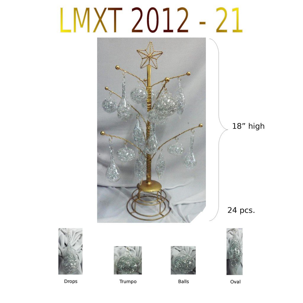 Tabletop Mini Christmas Tree w/ Glass Ornaments asstd. Designs mini w/ shred silver - Image 2