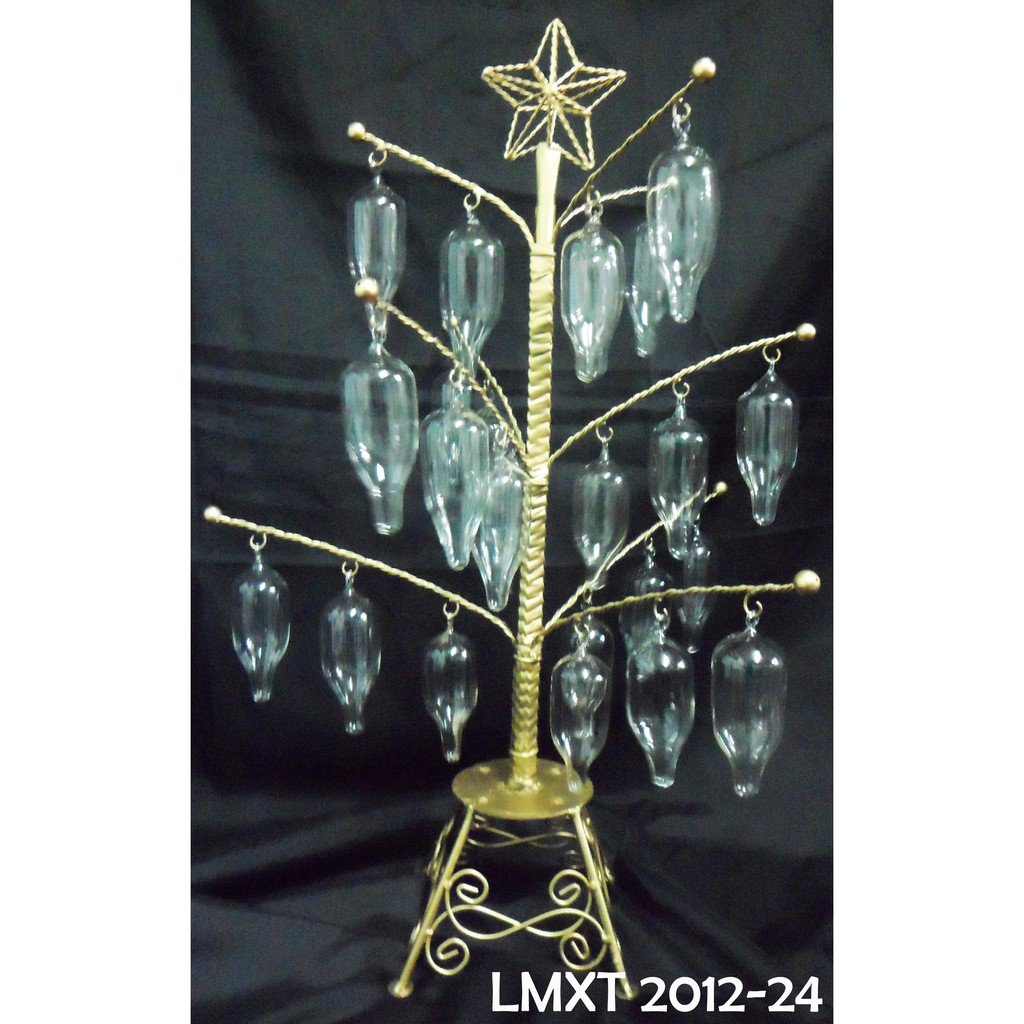 Tabletop Mini Christmas Tree w/ Glass Ornaments oblong (mini) clear