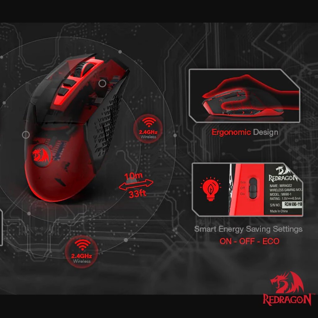 Redragon M690 Mirage Wireless Gaming Mouse M690 - Image 3